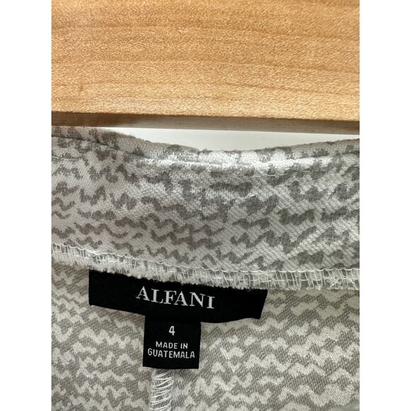 Alfani Pants Women 4 Grey White Printed Pull On Raw Hem Stretch - Picture 5 of 8